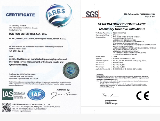 Received 
Amtri Veritas CE-MARK Certification.
U.K. Amtri Iso 9002 Quality Certification
U.S.A. Nsf Iso 9001 Quality Certification
Taiwan Hydraulic & Pneumatic Association Excellence Award.
