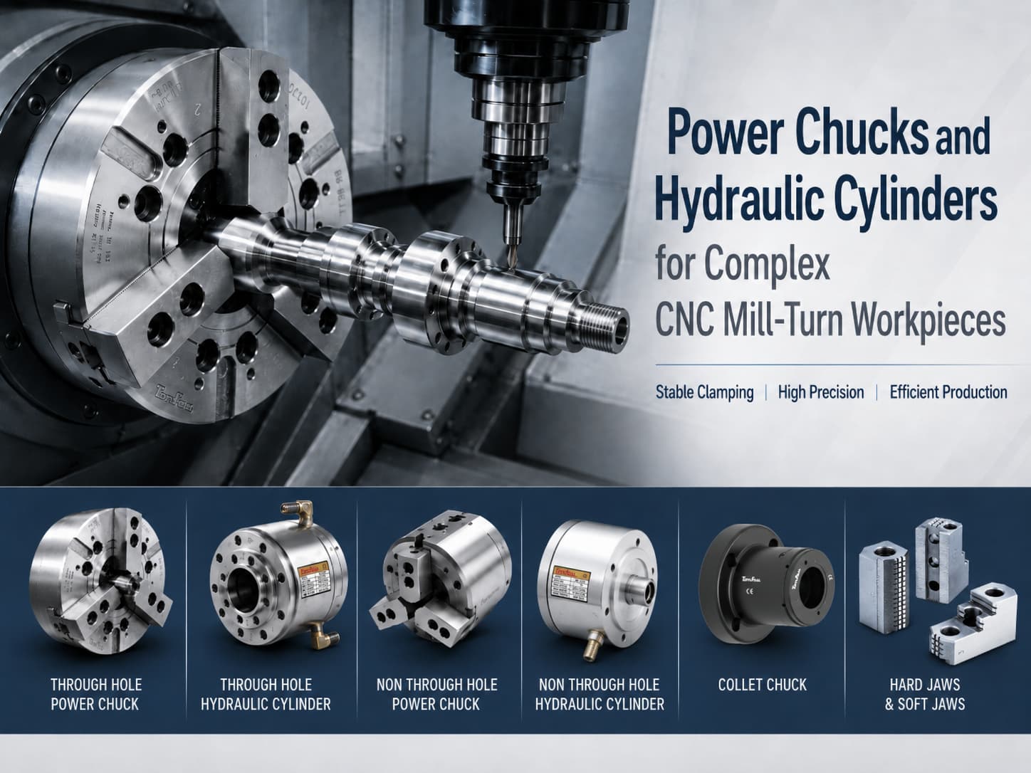 Power Chucks and Hydraulic Cylinders for Complex CNC Mill-Turn Workpieces